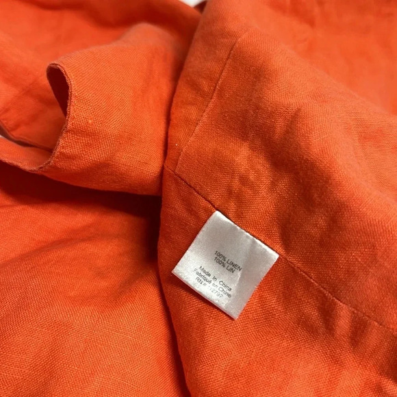 Miguelina Marcy Crop Top Cropped Tie Front Pure Linen Short Sleeve Red S Small - Picture 6 of 9